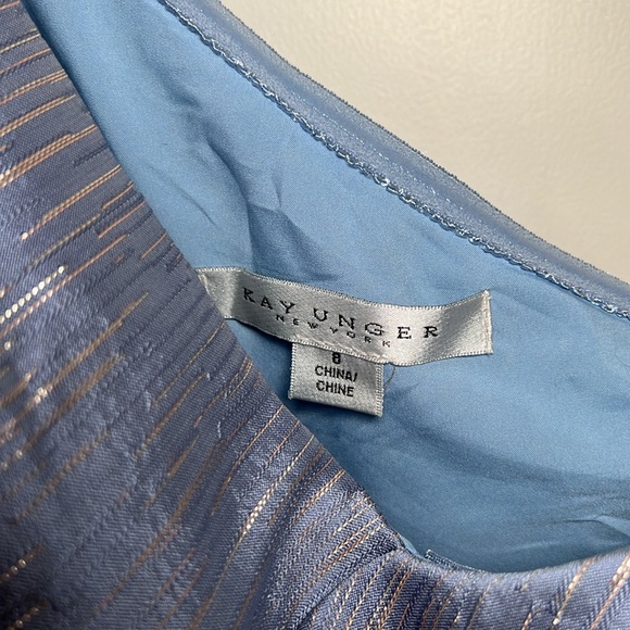 Kay Unger Asymmetrical Ruched Smoke Blue One-Shoulder Dress 8/ NWT - Picture 5 of 14